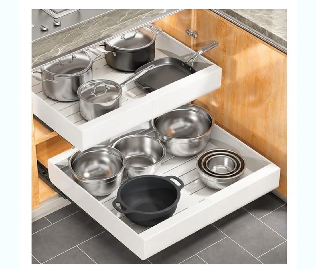 Pull out cabinet organizer in small kitchen