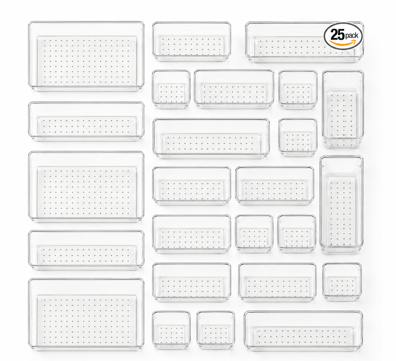 Clear Modular Plastic Drawer Organizer Set 8 Pieces for kitchen drawers