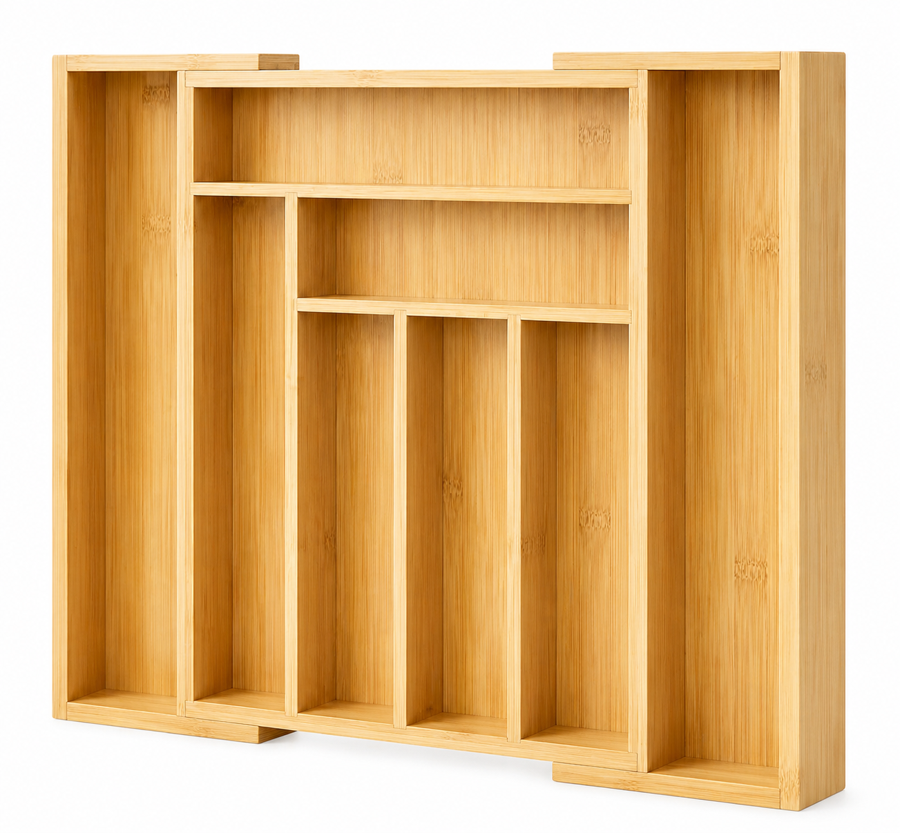 Bamboo Expandable Drawer Organizer 5 Slots for kitchen utensils
