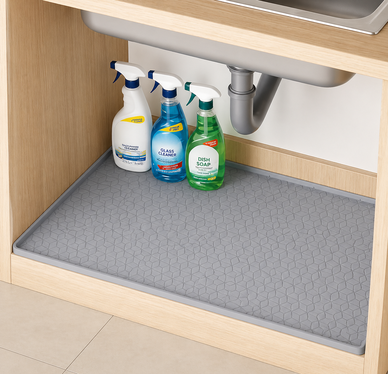 Under-Sink Waterproof Silicone Mat 34x22 Cabinet Liner
