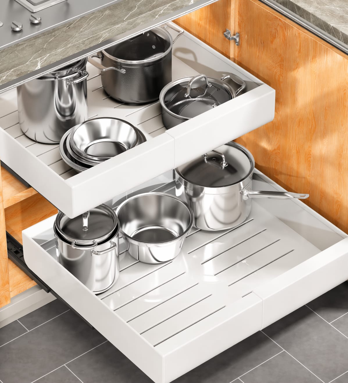 Pull-Out Cabinet Organizer with Soft-Close Slides — Best Overall Kitchen Organizer