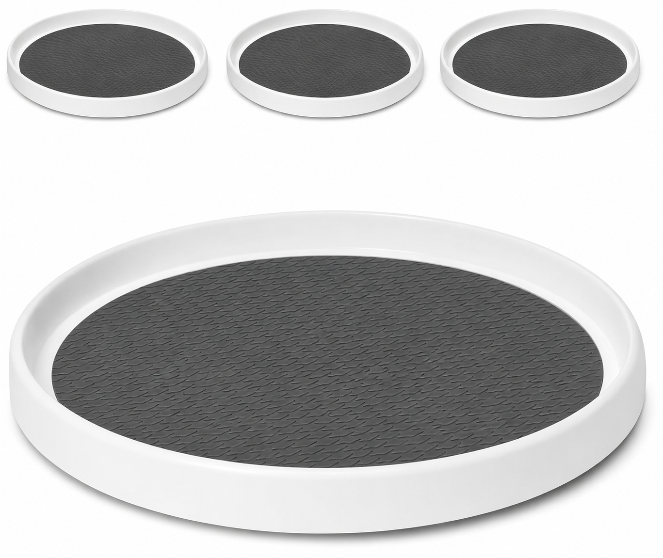 Set of non-slip lazy susan turntables in multiple sizes